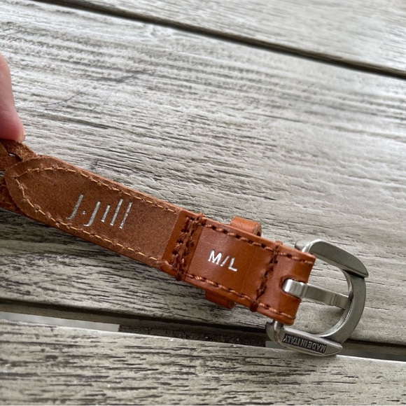 J. Jill Double Brown Double Braided Leather Belt with Silver Buckle Size M/L - Picture 2 of 4